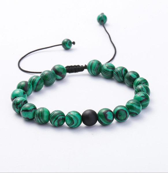 Yoga Weave Rope Malachite Black Stone Bracelets for Women Buddha Prayer Strand Bracelets Jewelry