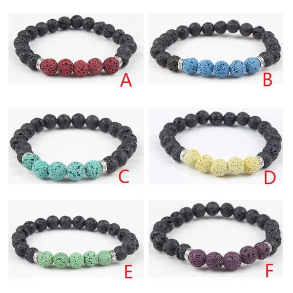 New 8mm Colorful Aromatherapy Black Lava Stone Volcanic Rock Bracelet Women Essential Oil Diffuser Strand Jewelry