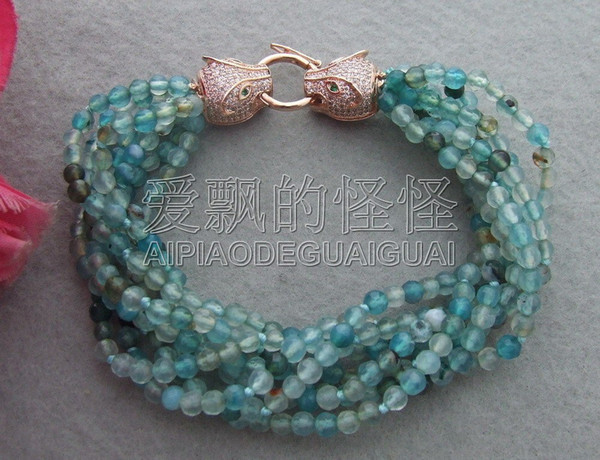 B031915 8Strands Faceted Blue Onyx Bracelet