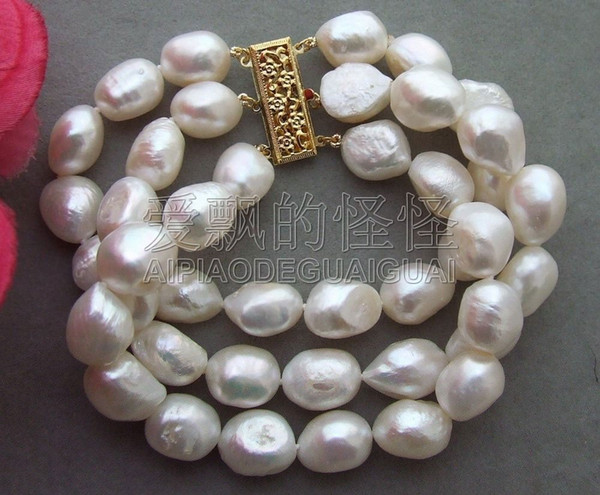 B081211 Natural 15MM White Baroque Pearl Bracelet