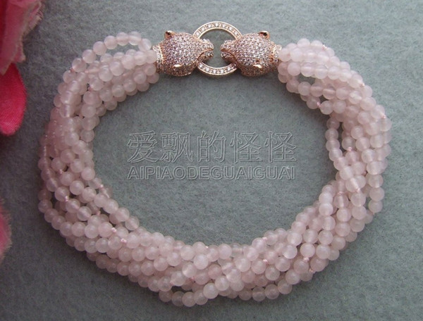 B040315 8Strands Rose CZ Clasp Bracelet