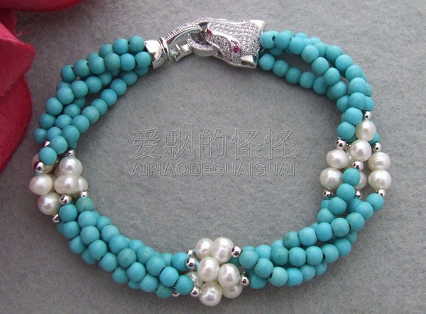 B032013 4Strands White Pearl Bracelet