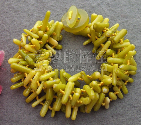 B112213 5 Rows Yellow Green Coral Bracelet