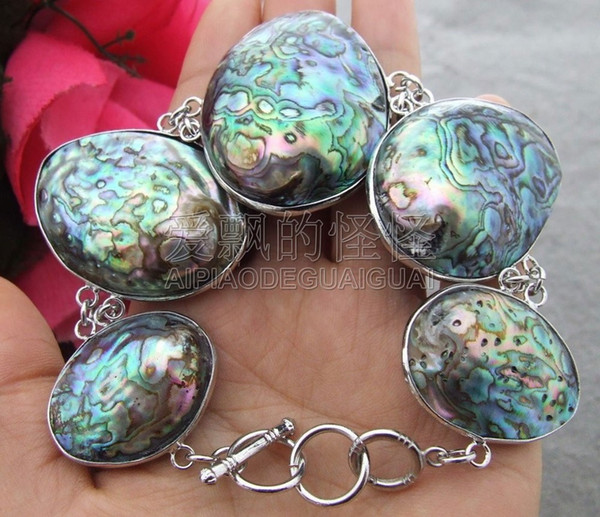 B031215 Natural 35mm Paua Abalone Shell Bracelet