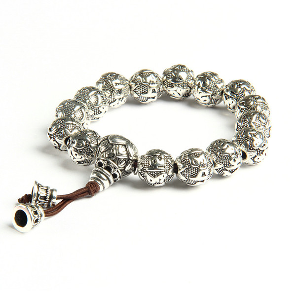 Wholesale 10pcs/lot 12mm Tibetan Silver Plated Rope Bracelet Six Words Om Mani Padme Hum Mantra Lotus Bracelets