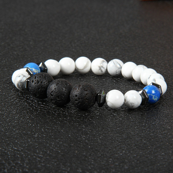 New Design Summer Mens Bracelet 1PCS 8mm With 12mm Lave Stone Tiger Eye Stone Beads Lucky Energy Bracelets For Men