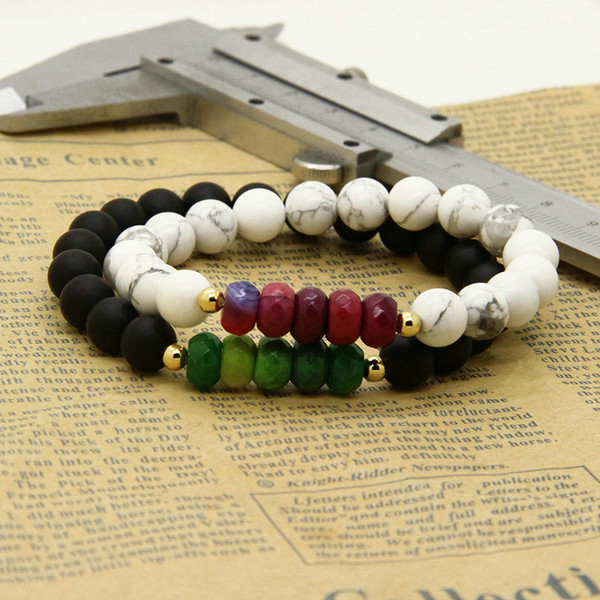 1set Fashion Four Style Couples Jewelry 8mm Natural Stone With Fire Beads Lovers Beaded Bracelets,Summer Jewelry