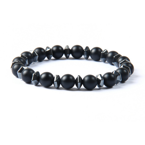 Brand New Design Distance Jewelry Wholesale 8mm White Howlite And Black Matte Stone Beaded Couples Lovers Bracelet