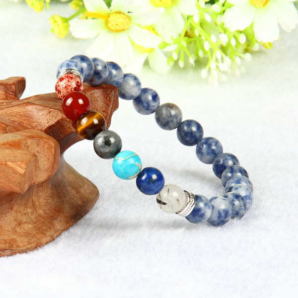 New Design High Quality Sodalite Stone Beads 7 Chakra Healing Stone Yoga Class Meditation Bracelet For Couples Gift