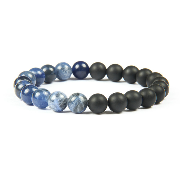 New Fashion Stone Jewelry Wholesale 10pcs/lot 8mm Top Quality Natural Blue Veins & Matte Agate Stone Beads Lucky Energy Bracelet For Gift