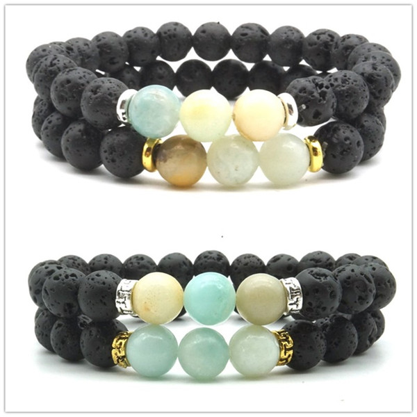 20 Styles 8MM Black Lava Stone Amazonite Chakra Beads Essential Oil Diffuser Bracelet Balance Yoga Jewelry