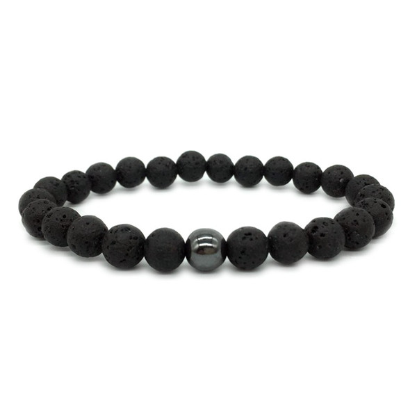 Black Hematite Ball Black Lava Stone Bracelets Aromatherapy Essential Oil Diffuser Bracelet Bangle Energy Yoga Jewelry