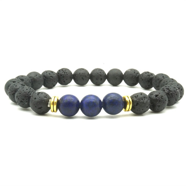 Lapis Lazuli White Turquoise stone 8mm Black Lava Rock Beads Bracelets Essential Oil Diffuser Charm Bracelet Jewelry