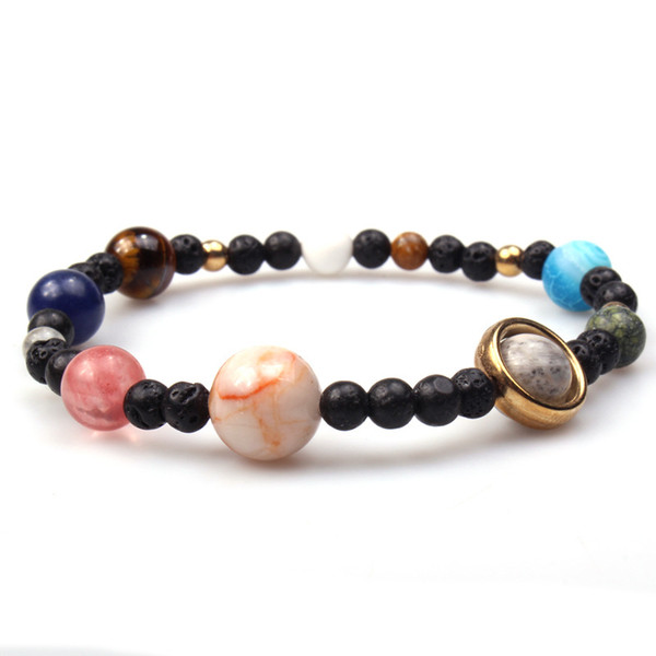 Eight Planets Stone 6MM Black Lava Stone Bracelets Aromatherapy Essential Oil Diffuser Bracelet Bangle Energy Yoga Jewelry