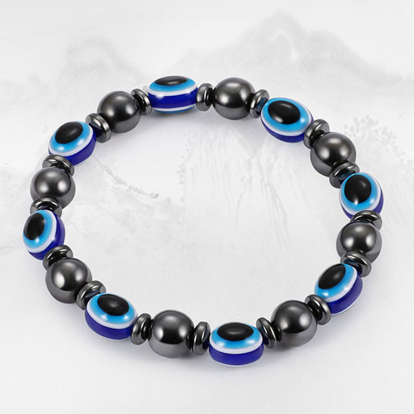 Evil Eye Magnetic Hematite Bracelet Elastic Beads String Bracelet Bangle Power Healthy Fashion Jewelry for Women Men Gift Drop Shipping