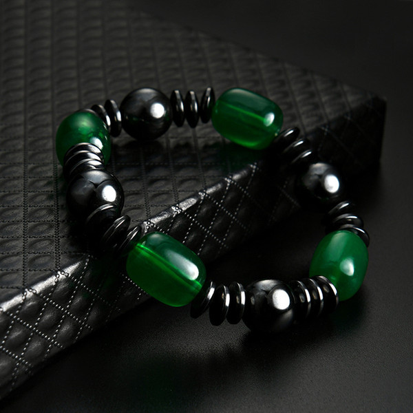 Black Magnetic Hematite Bracelet Green Stone Beads String Bracelet Bangle Power Healthy Jewelry for Women Men Will and Sandy DropShip 320103