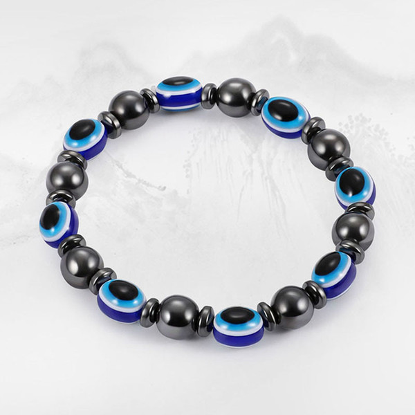 Wholesale Magnetic Hematite Evil Eye Bracelet Beads String Bracelet Bangle Power Healthy Fashion Jewelry for Women Men Will and Sandy