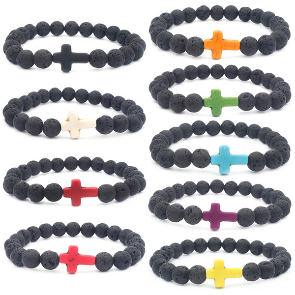 Luxury Cross Black Faith Beades Bracelet for Men Women Handmade Natural Stone Men Bracelet Bangle Wholesale Cheap Price