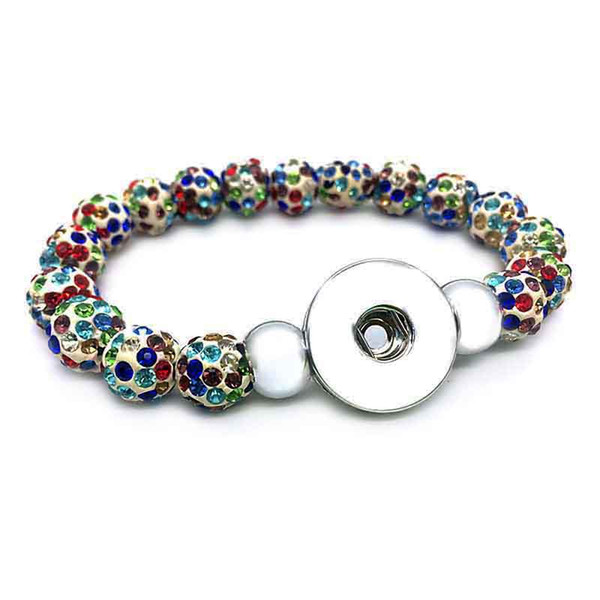 New Arrival 029 Interchangeable Jewelry Candy Colors Expandable Bead Stretch Glass Bead Bracelet 18mm Snap Button Jewelry