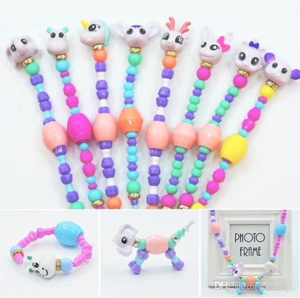 twisty Animal pet Unicorn Bracelets Magic Tricks DIY Magical Bracelets Stitching Magic Pet DIY Jewelry Colorful Beads For Girl Women z224