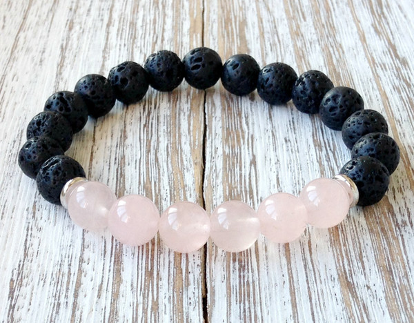 SN1061 Hot Sale Rose Quartz Lava Yoga Bracelet Healing Crystals Wrist Mala Beads Chakra Jewelry Natural Stone Womens Yoga Bracelet