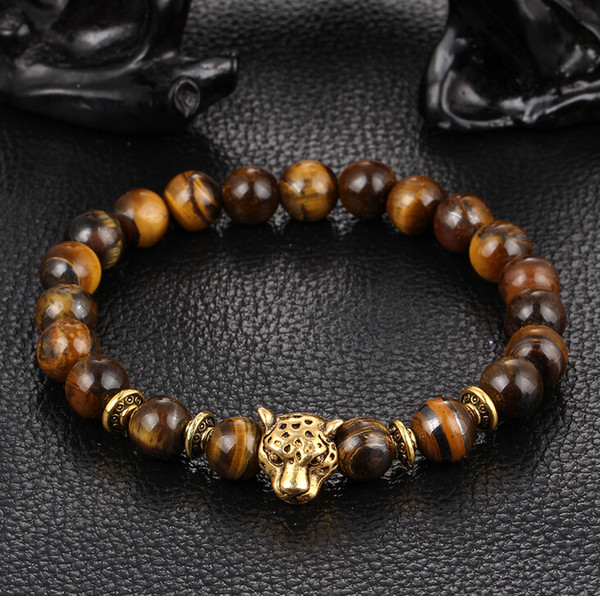 Fashion hot natural agate lapis lazuli Tiger Eye prayer beads bracelets bracelet jewelry stretch leopard head lion