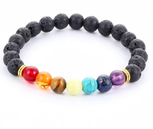Natural stone agate molten rock 8mm volcano stone colorful beads bracelets energy Bracelet wholesale Free Shipping