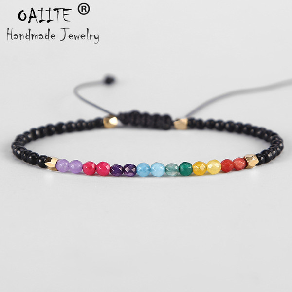 OAIITE 7 Chakras Bracelet 3mm Natural Crystal Yoga Seven Healing Balance Bracelet For Women Reiki Prayer Stones