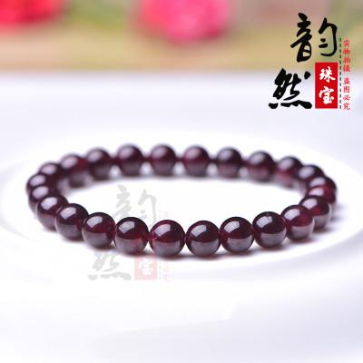 Special natural wine red pomegranate stone single ring bracelet raw mineral Garnet string gift lady jewelry