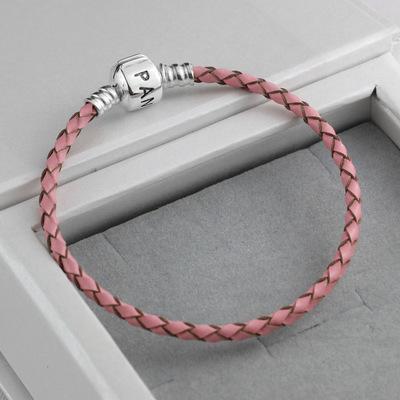 Authentic 925 Sterling Silver Fashion Bracelets Moments Leather Bangle Fits European Pandora Style Jewelry Charms Beads 59060232