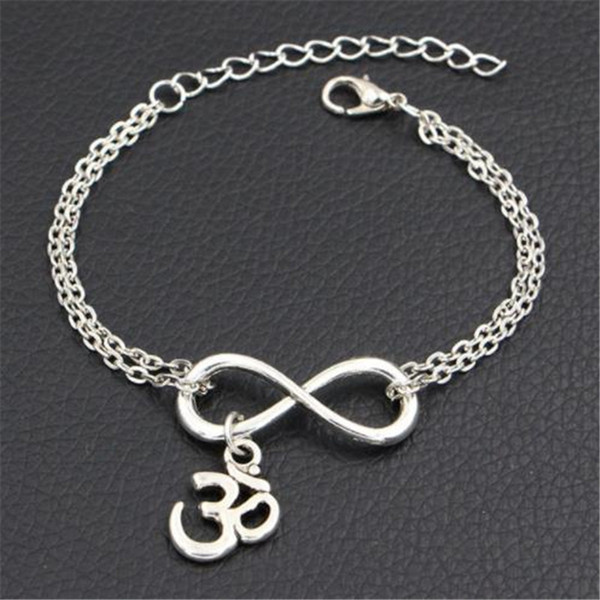 Original Silver Double Infinity Love Buddhist 3D Ohm Aum Yoga OM Symbol Pendant Charm Bracelets For Women Men Link Chain Brand Jewelry Gifts