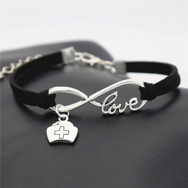 2018 Handmade Jewelry Silver Alloy Infinity Love Medicine Box Cross Bracelet Multilayer Black Leather Rope Chain Bangles For Women Men Gifts