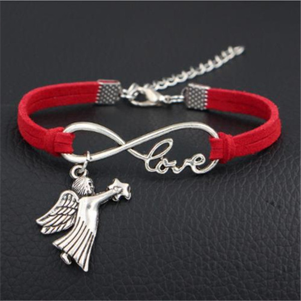 2018 New Multilayer Infinity Love Angel Wing Star simple Leather charm Bracelets Bangles Red Rope chain Jewelry For men Women Dropshipping