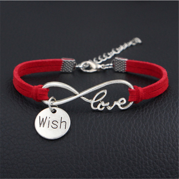 2018 New Good Alloy Infinity Love Wish Cuff Bracelet Multilayer Red Leather Bracelet Bangles For Women & Men Friendship Jewelry High Quality