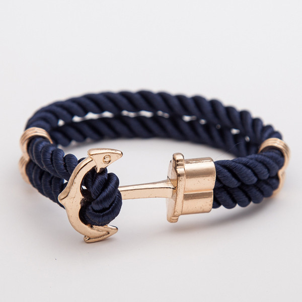 Bohemian Gold Alloy Anchor Charm Bracelets & Bangles For Women Men Fashion Handmade Navy Double Leather Rope Cuff Jewelry Accessories Gifts