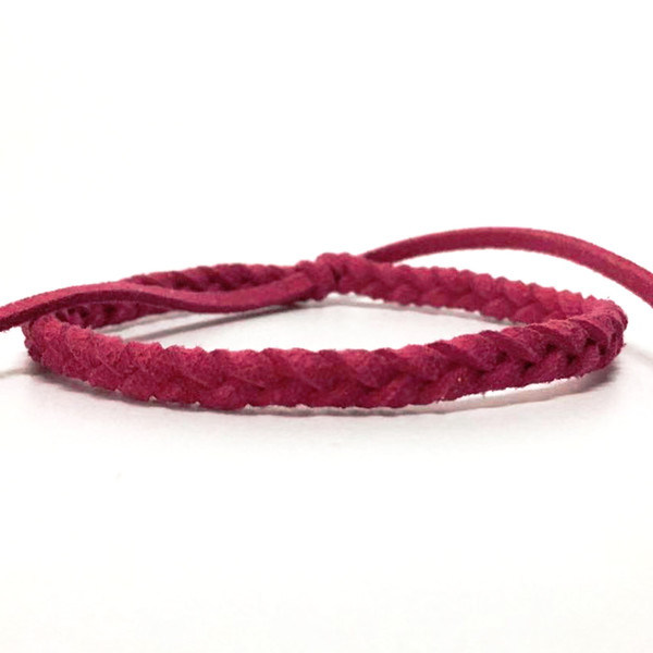 Boho Style Rose Red Leather Suede Velvet Rope Cuff Bracelet Charm Handmade Rope Bracelets & Bangles for Women Men Statement Jewelry DIY Gift