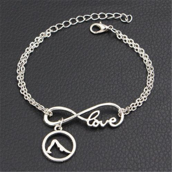 Fashion Silver Link Chain Charm Fits Brand Double Infinity Love Yoga Round Sportsman Pendant Bracelets DIY For Women Men Jewelry Accessories