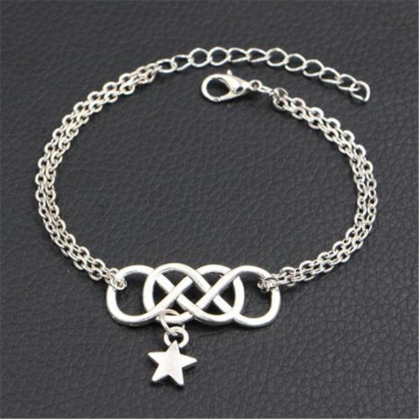 Double Infinity Love Five-pointed Star Pendant Charm Bracelets & Bangles for Women Men Handmade Bohemian Link Chain Jewelry Accessories Gift