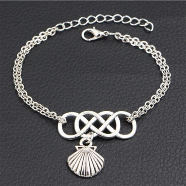 2019 New Style Double Infinity Love Sea Shell Conch Seashell Pendant Charm Bracelets For Women Men Link Chain fit Original Fine Jewelry Gift