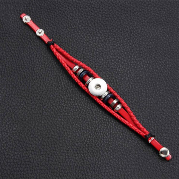 Trendy Red Cowhide Genuine Leather Rope Adjustable Charming Bracelet & Bangles For Women Men Wedding Fashion Metal Button Beaded DIY Jewelry