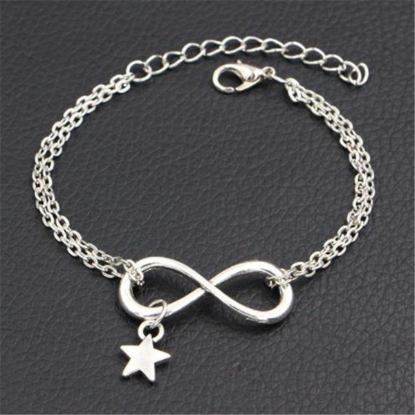 New 2019 Double Infinity Love Five-pointed Star Pendant Punk Bracelets & Bangles Link Chain Friendship Fashion Female Male Jewelry Best Gift