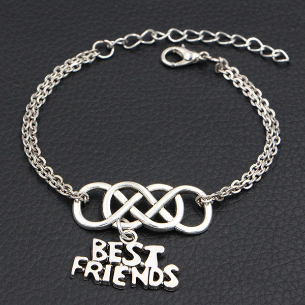 Hot Sale Chains Link Fashion Alloy Double Infinity Love Best Friends Pendant Charm Bracelets & Bangles Cuff Wrap Jewelry for Women Men Gifts