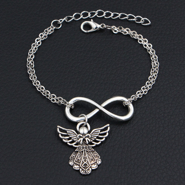 Double Infinity Love Wing Guardian Angel Pendant Bracelets & Bangles Accessories Fashion Handmade Link Chain DIY Jewelry For Women Men Gifts