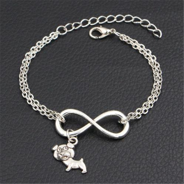 Bohemian Classic Double Infinity Love Pets Dogs Animal Pendant Adjustable Bracelets Women Men Link Chain Fashion Handmade Party Jewelry Gift