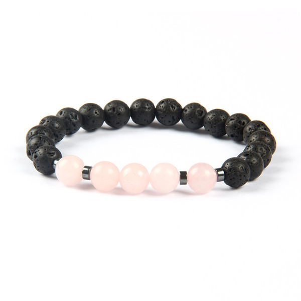 Hot Sale Jewelry Black Lava Energy Stone Beads With Pink Crystal Bracelets Wholesale for Men's And Women's GIft