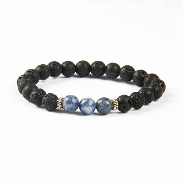 New Design Fashion Jewelry Wholesale 10pcs/lot Men's Beaded Bracelet Black Lava Stone Stretch Yoga Bracelets