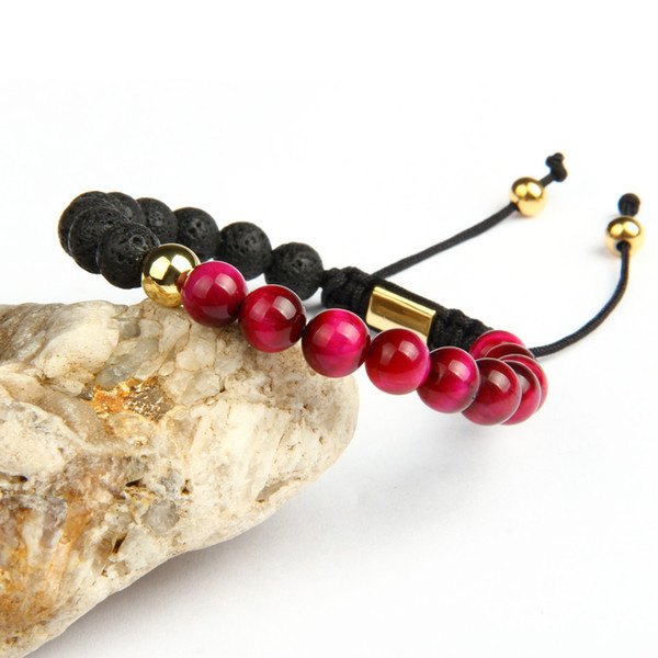 New Fashion Distance Bracelet High Quality 8mm Natural Lava Rock Stone And Colors Stone Beads Beaded Bracelets For Gift