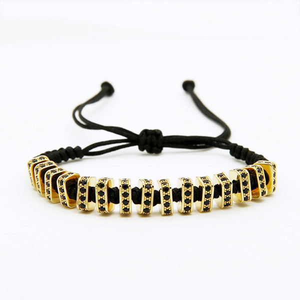 1pcs New Fashion Men & Women Jewelry High Quality Rectangular Black Cz Weaving Macrame Bracelets Party Gifts