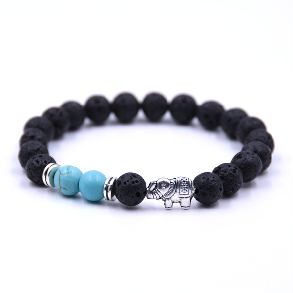 Natural Lava Rock Stone Elephant Bracelet 8mm Colorful Chakra Beads Bracelets Natural Volcanic Rocks Stone Yoga Elastic Energy Bracelets