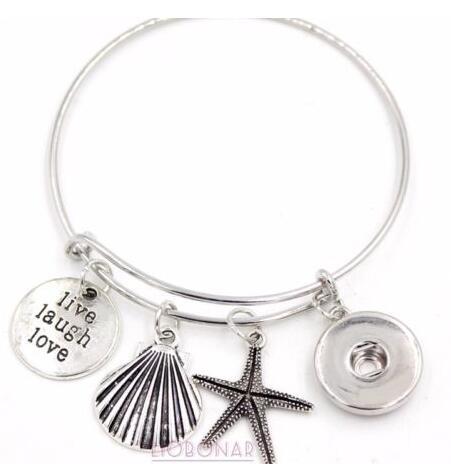 Tree of Life Sea Shell Starfish Airplane Button Expandable Wire Charm Bangles Vintage Cuff Bangles For Women Jewelry Gifts Accessories NEW